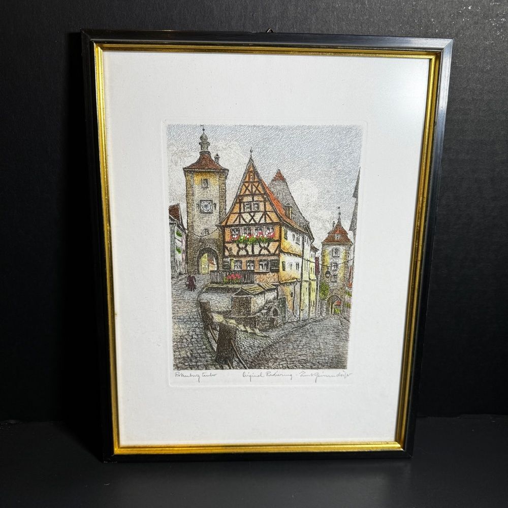 SIGNED Hand Colored Etching [Art 049]